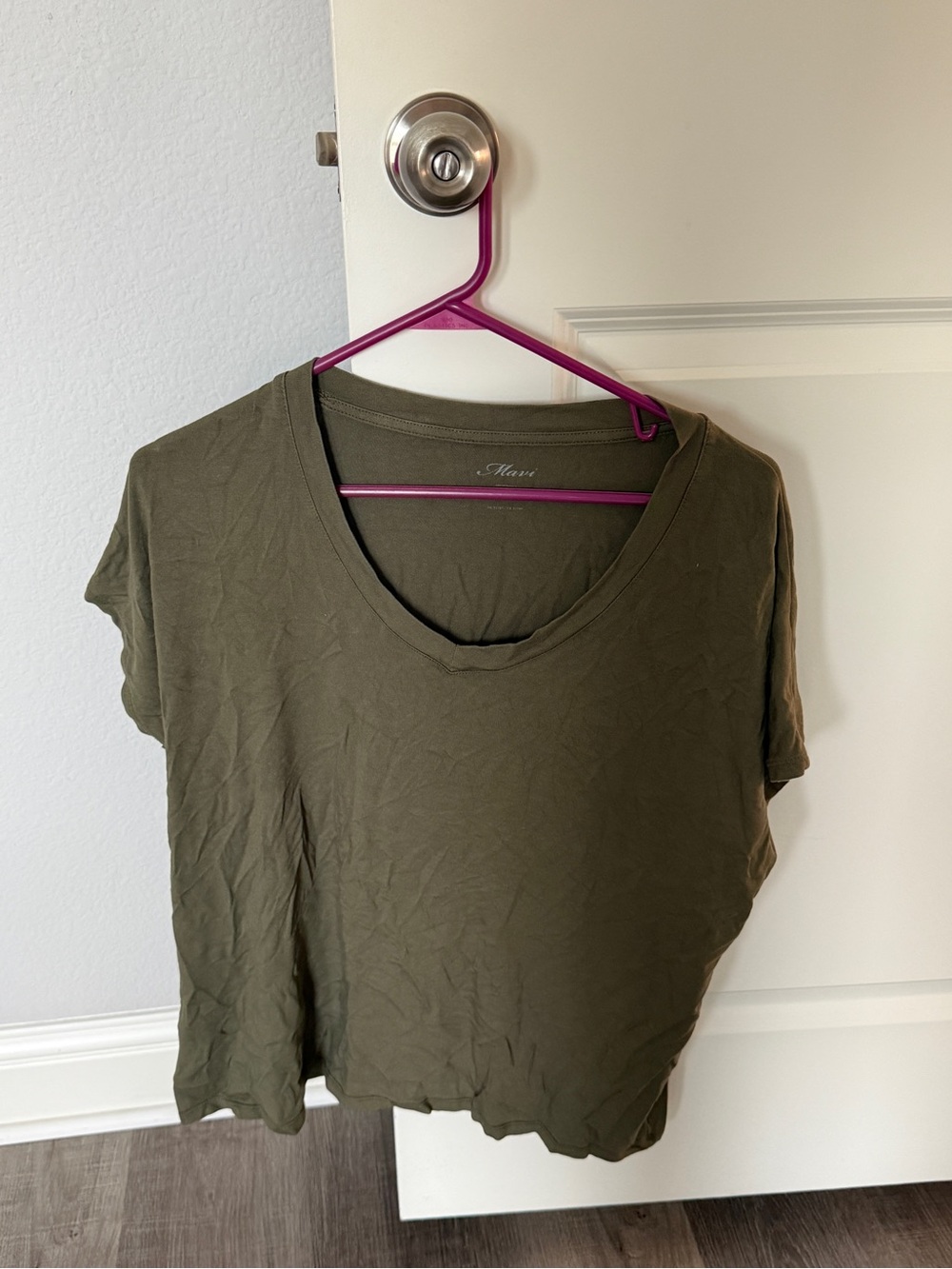 Mavi Olive Green Short Sleeve V-Neck Tee